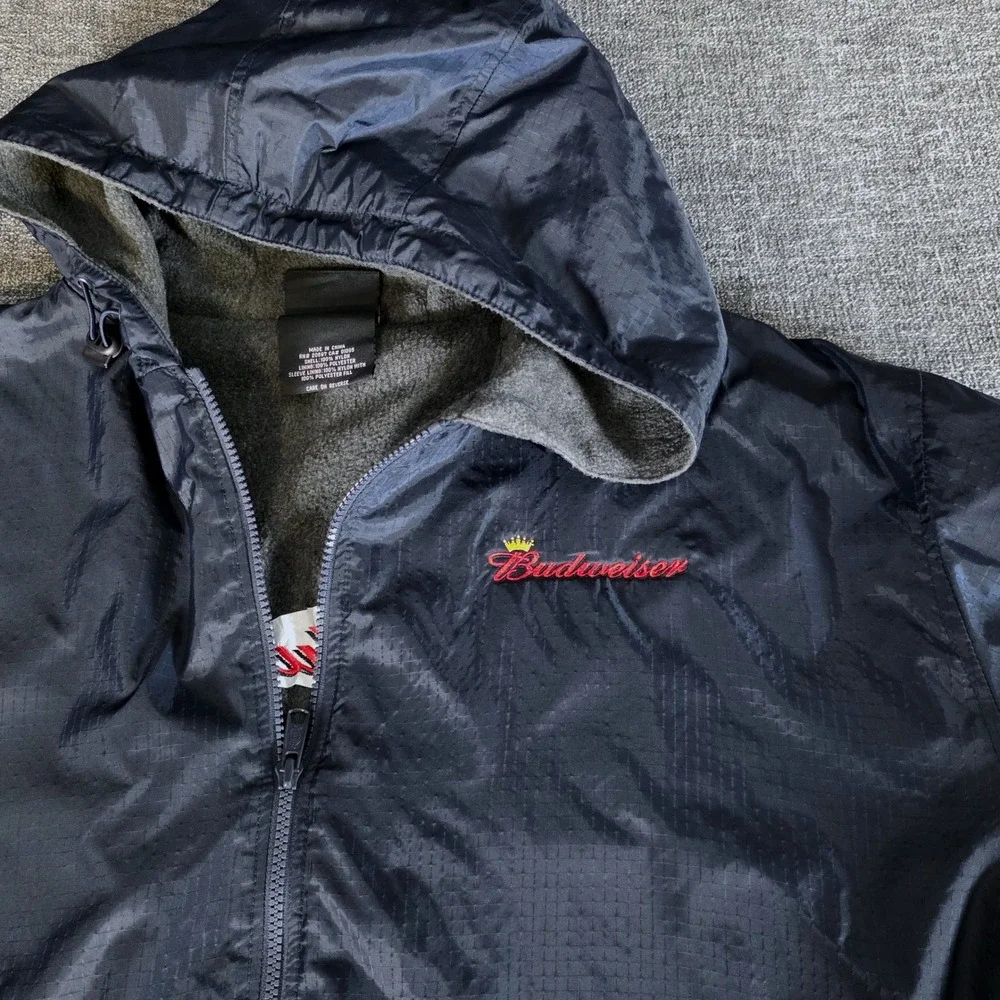 Dickies Budweiser Jacket Mens 2XL Navy Fleece Lined Hooded Beer Workwear NWT